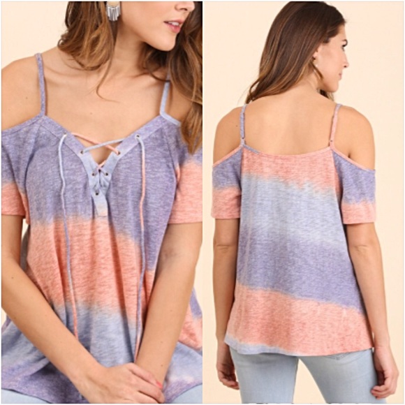 📍SALE Boho Chic Tie Dye Lace Up Flowy Top SML - Picture 4 of 7